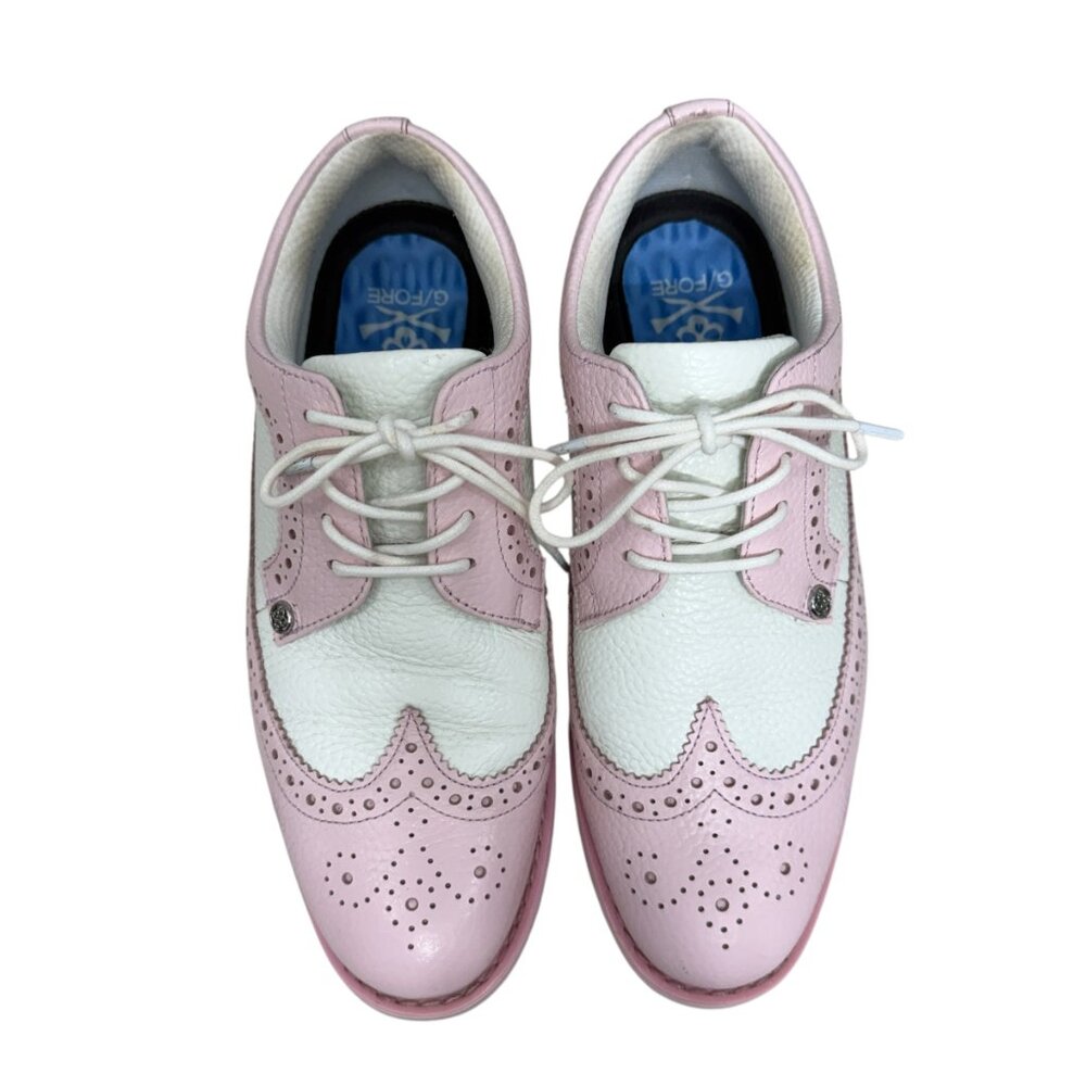 G/FORE Pink and White Women's Wingtip Athletic Golf Shoes - Picture 2 of 9